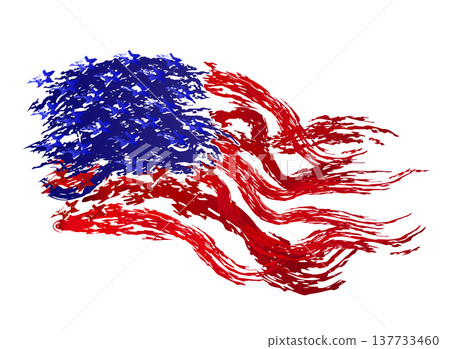 Isolated design component, abstract American flag in grunge style 137733460