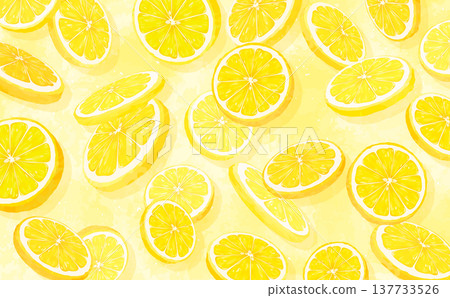 背景中散落著切片檸檬 3_水平 137733526