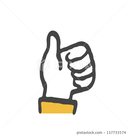 Simple hand icon for use in POP illustrations: thumbs up Simple hand icon for use in POP illustrations: thumbs up 137733574