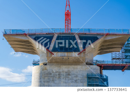 Takatsuki City, Osaka Prefecture: Construction of the Shin-Meishin Expressway Takatsuki Viaduct, February 2026. Takatsuki City, Osaka Prefecture: Construction of the Shin-Meishin Expressway Takatsuki Viaduct, February 2026. 137733641