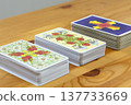 Three decks of tarot cards placed on a wooden table; an image of fortune-telling and spirituality. 137733669