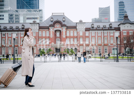 一位商務人士攜帶一個手提包 一位商務人士攜帶一個手提包 137733818