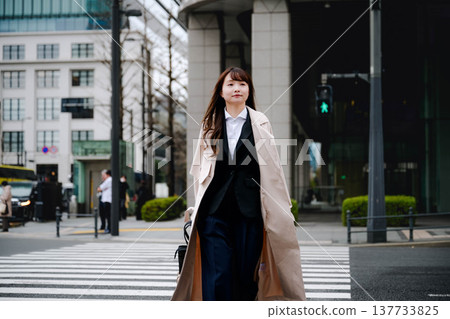 一位商務人士攜帶一個手提包 一位商務人士攜帶一個手提包 137733825