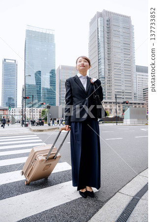 一位商務人士攜帶一個手提包 一位商務人士攜帶一個手提包 137733852