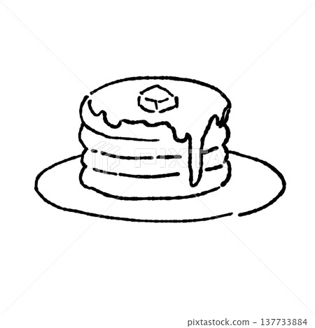 簡單的煎餅線畫插圖 簡單的煎餅線畫插圖 137733884