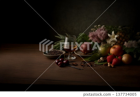 威士忌和各種口味：草藥、威士忌、水果、香料、味道、香氣、風味。 137734005