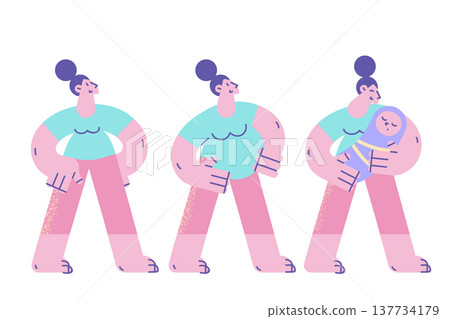 Change of woman body before and after pregnancy Change of woman body before and after pregnancy 137734179