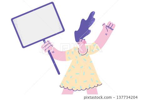 Woman with banner protest for freedom of speech Woman with banner protest for freedom of speech 137734204