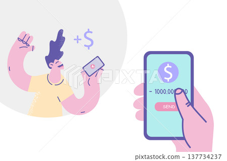 Overjoyed woman get paid online on mobile Overjoyed woman get paid online on mobile 137734237