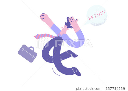 Happy businessman jump feel excited for Friday coming 137734239