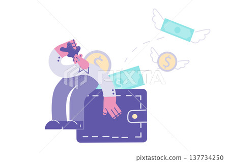 Unhappy man stressed with financial problems 137734250
