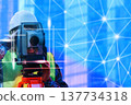 Surveying technology network. The engineer is a surveyor. Geodesy Topography cadastre. Engineering surveys 137734318