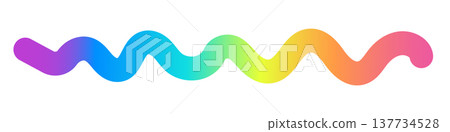 Colorful rainbow wave line isolated on white. Abstract vibrant gradient squiggly shape for creative design. Modern minimalist vector element with smooth curves and bright colors Colorful rainbow wave line isolated on white. Abstract vibrant gradient squiggly shape for creative design. Modern minimalist vector element with smooth curves and bright colors 137734528