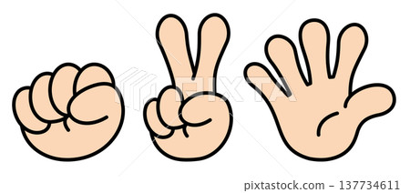 石頭剪刀布（石頭、剪刀、布）套裝 - 向量素材 137734611