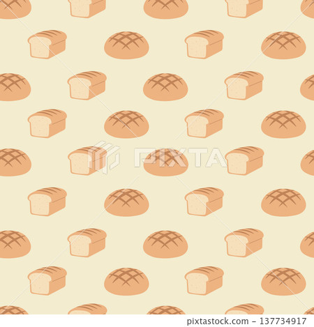 Fresh bread loaf and buns seamless pattern background vector illustration. 137734917
