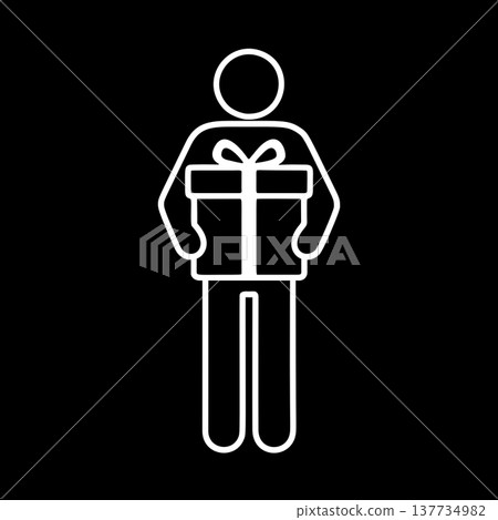 一個手持禮物的LINE圖示(白色) 一個手持禮物的LINE圖示(白色) 137734982