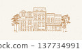 Street from townhouses composition old fashioned style beige 137734991