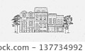 Street from townhouses composition old fashioned style black 137734992