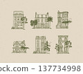 Townhouses in vintage style collection green 137734998