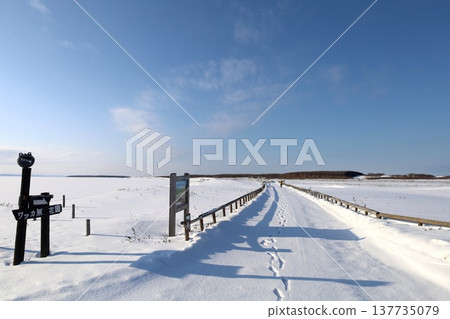 A girls' trip to Hokkaido in February, during the freezing winter, visiting Lake Saroma, Abashiri Quasi-National Park, and Wakka Wildflower Garden under clear skies. 137735079