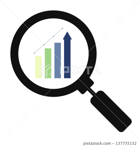 Magnifying glass and chart icon vector illustration. Business and finance concept Magnifying glass and chart icon vector illustration. Business and finance concept 137735132