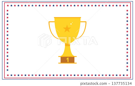 Gold Winner Trophy First Place Award Illustration with Star Border Gold Winner Trophy First Place Award Illustration with Star Border 137735134