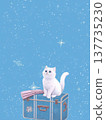 A fantasy about a white cat traveling through the starry sky in a travel bag. 137735230
