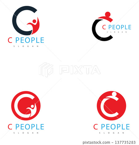 letter c with people logo vector illustration icon 137735283