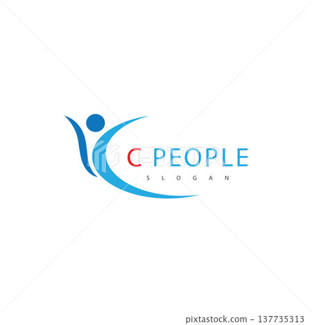 letter c with people logo vector illustration icon 137735313