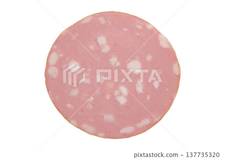 mortadella sausage isolated on white 137735320