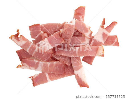 slices of pork neck cured isolated 137735325