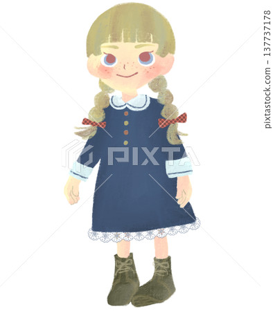 辮子女孩插畫 辮子女孩插畫 137737178