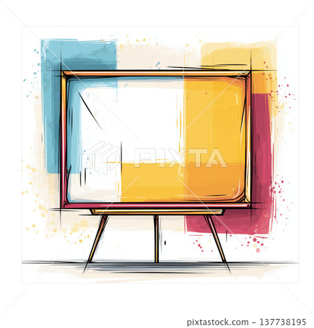 Clipart Centered Watercolor Whiteboard Illustration in Pastel Tones for Educational Use 137738195