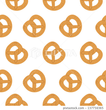 Traditional bakery seamless pattern with fresh baked pretzels Traditional bakery seamless pattern with fresh baked pretzels 137738365