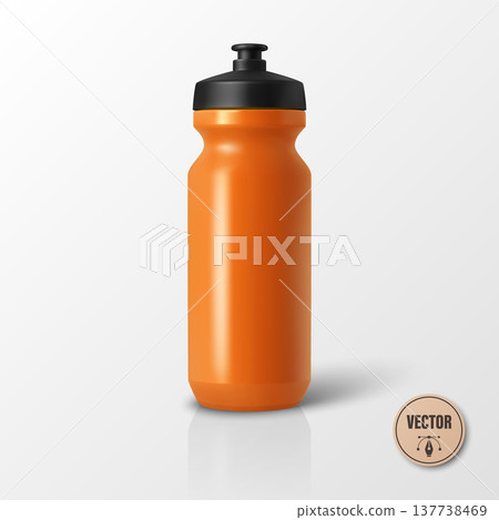 Vector 3d Realistic Orange Sports Water Bottle Mockup. Blank Plastic Cycling Water Bottle with Black Cap. Water Bottle Template. Vector Sport Bottle for Fitness, Gym, Branding, Packaging Design Vector 3d Realistic Orange Sports Water Bottle Mockup. Blank Plastic Cycling Water Bottle with Black Cap. Water Bottle Template. Vector Sport Bottle for Fitness, Gym, Branding, Packaging Design 137738469