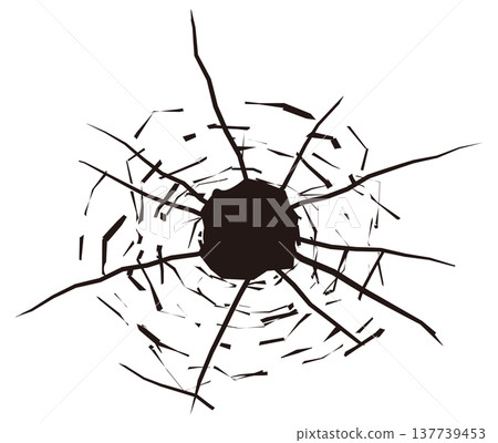 Illustration of bullet holes, illustration of holes made by bullets 137739453