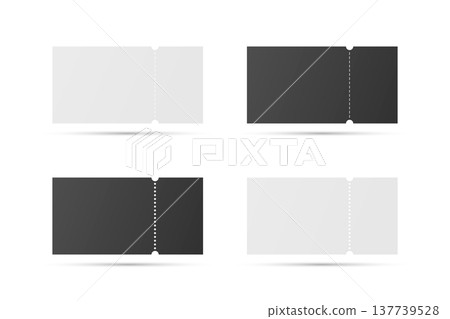 Vector Perforated Ticket Stub Template Set. Blank Admission, Event Tickets for Cinema, Theater, Concert, Festival. Voucher and Coupon. Black and White Tear-Off Design, Isolated, Front View 137739528