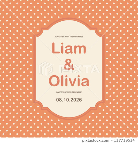 Vector Vintage Wedding Invitation Card Template. Cute Pastel Retro Design for Save the Date, Bridal Shower, Engagement and Greeting Card Vector Vintage Wedding Invitation Card Template. Cute Pastel Retro Design for Save the Date, Bridal Shower, Engagement and Greeting Card 137739534
