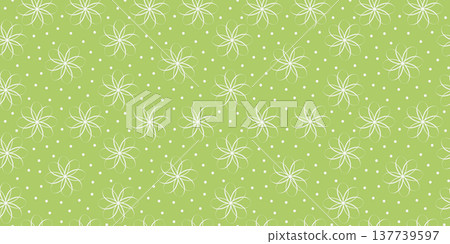 Floral ornament of abstract outline flowers and dots Trendy white on green Seamless pattern Spring. Vector illustration Springtime Greeting Thematic card or Media post backdrop Banner, leaflets, label Floral ornament of abstract outline flowers and dots Trendy white on green Seamless pattern Spring. Vector illustration Springtime Greeting Thematic card or Media post backdrop Banner, leaflets, label 137739597