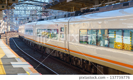 Osaka, Japan - Sep 26 2024, panoramic view of the passenger electric train leaving the platform, without people, at daytime, Osaka, Japan Osaka, Japan - Sep 26 2024, panoramic view of the passenger electric train leaving the platform, without people, at daytime, Osaka, Japan 137739776
