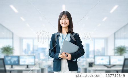 帶筆記型電腦的女人/女商人 帶筆記型電腦的女人/女商人 137739849