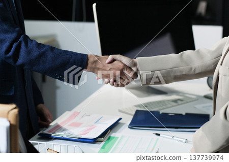 Business people shaking hands after closing a deal in lawyers office Business people shaking hands after closing a deal in lawyers office 137739974