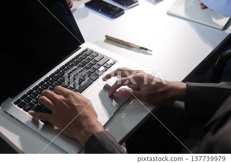 Consultation and conference of professional businesswoman and Male lawyers working and discussion having at law firm in office. Concepts of law, Judge gavel with scales of justice 137739979
