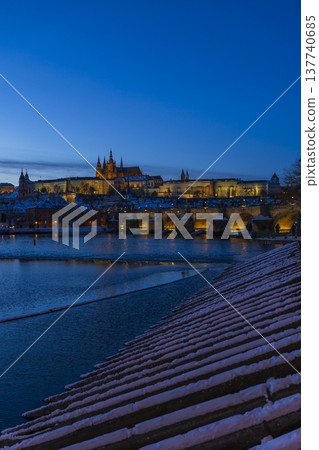 Prague Castle, Charles Bridge at winter night Prague Castle, Charles Bridge at winter night 137740685