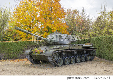 Military tank as peace symbol in Valmy Military tank as peace symbol in Valmy 137740751