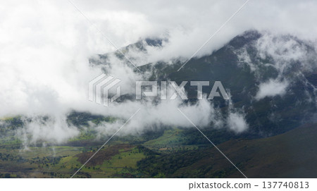 Low clouds over Ethiopian highland mountain valley 137740813