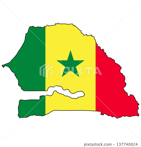 Senegal map silhouette vector, national flag overlay, patriotic emblem illustration Senegal map silhouette vector, national flag overlay, patriotic emblem illustration 137740824
