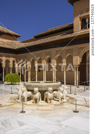 Patio de los Leones fountain at Alhambra palace Granada Patio de los Leones fountain at Alhambra palace Granada 137740929