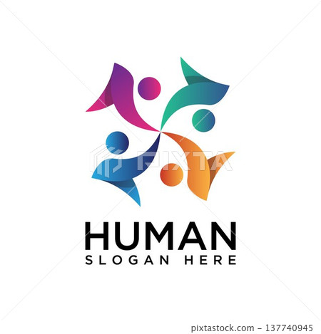 Abstract People connection in the circle vector logo graphic group 137740945