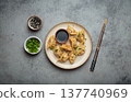 Gyoza dumplings soy sauce chopsticks asian Japanese food wontons 137740969